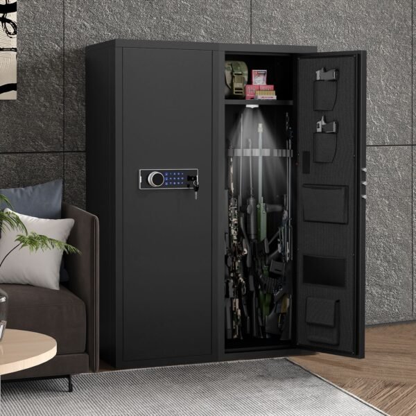 Heavy Duty,Large Size 5-8 Gun,Black Gun Cabinet with Electronic Password Keypad Lock,Unassembled Metal Rifle Gun Security Cabinet Safe Locker - Image 2