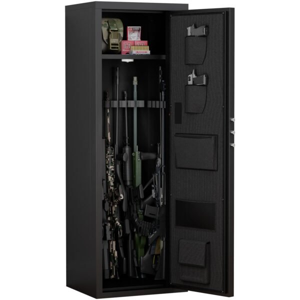 Heavy Duty,Large Size 5-8 Gun,Black Gun Cabinet with Electronic Password Keypad Lock,Unassembled Metal Rifle Gun Security Cabinet Safe Locker - Image 11