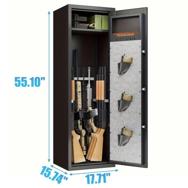 Large Gun Safe Cabinet With 3 Pistol Pouches, Heavy Duty Biometric Fingerprint Lock, Rifle Gun Safe With Adjustable Stand, Detachable Structure Gun Safe, Rifle And Shotgun, Gun Money Storage Cabinet - Image 3
