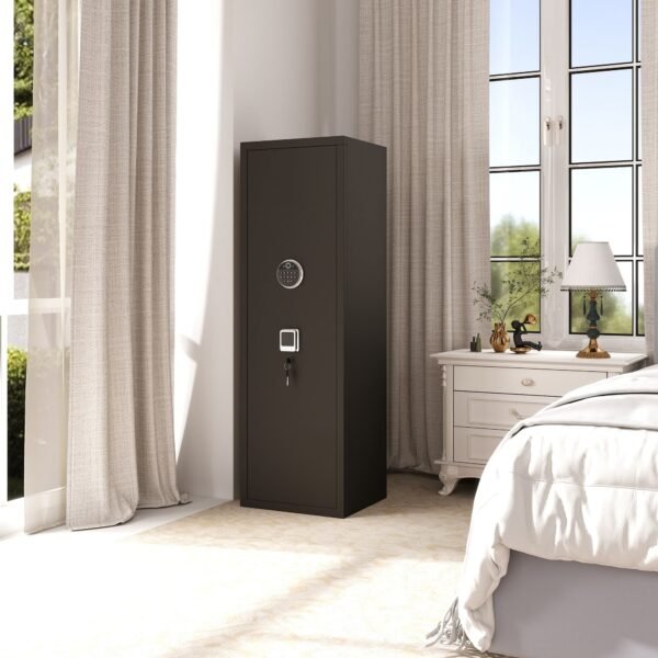 Large Gun Safe Cabinet With 3 Pistol Pouches, Heavy Duty Biometric Fingerprint Lock, Rifle Gun Safe With Adjustable Stand, Detachable Structure Gun Safe, Rifle And Shotgun, Gun Money Storage Cabinet - Image 5