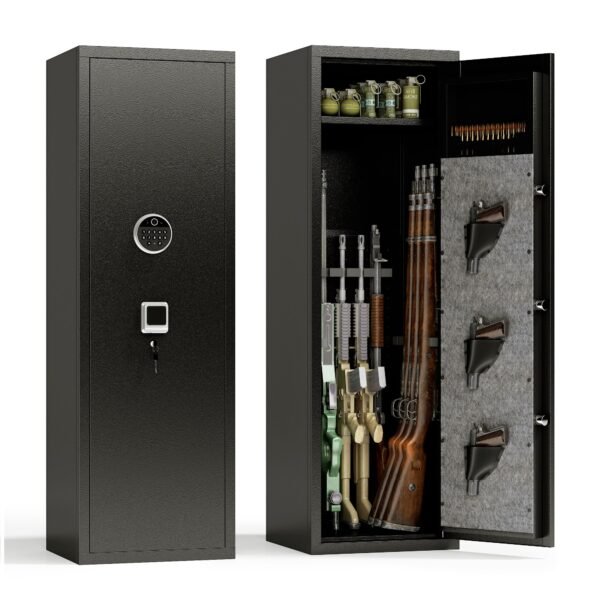 Large Gun Safe Cabinet With 3 Pistol Pouches, Heavy Duty Biometric Fingerprint Lock, Rifle Gun Safe With Adjustable Stand, Detachable Structure Gun Safe, Rifle And Shotgun, Gun Money Storage Cabinet - Image 6