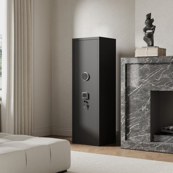 Large Gun Safe Cabinet With 3 Pistol Pouches, Heavy Duty Biometric Fingerprint Lock, Rifle Gun Safe With Adjustable Stand, Detachable Structure Gun Safe, Rifle And Shotgun, Gun Money Storage Cabinet - Image 8