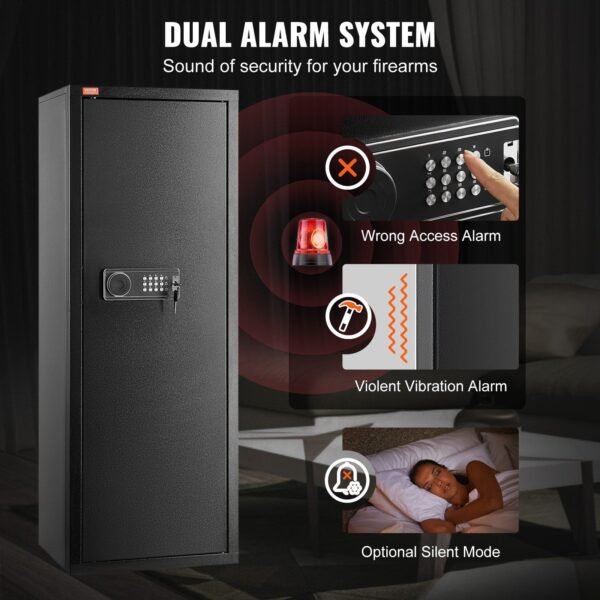 VEVOR 10-12 Rifles Gun Safe, Rifle Safe with Lock & Digital Keypad, Quick Access Tall Gun Storage Cabinet with Removable Shelf, Rifle Cabinet for Home Rifle and Shotguns - Image 4