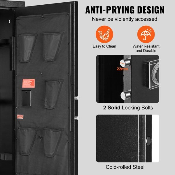 VEVOR 10-12 Rifles Gun Safe, Rifle Safe with Lock & Digital Keypad, Quick Access Tall Gun Storage Cabinet with Removable Shelf, Rifle Cabinet for Home Rifle and Shotguns - Image 5