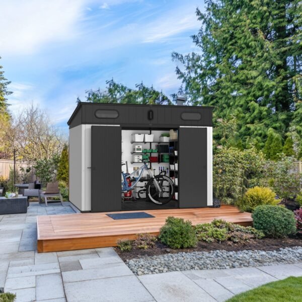 10 ft. W x 7 ft. D Plastic Storage Shed with Floor - Image 2