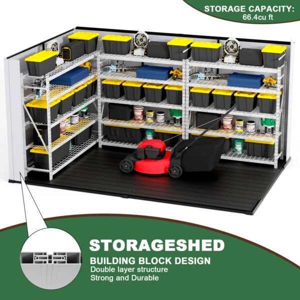 10 ft. W x 7 ft. D Plastic Storage Shed with Floor - Image 3