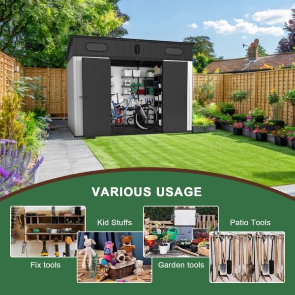 10 ft. W x 7 ft. D Plastic Storage Shed with Floor - Image 4